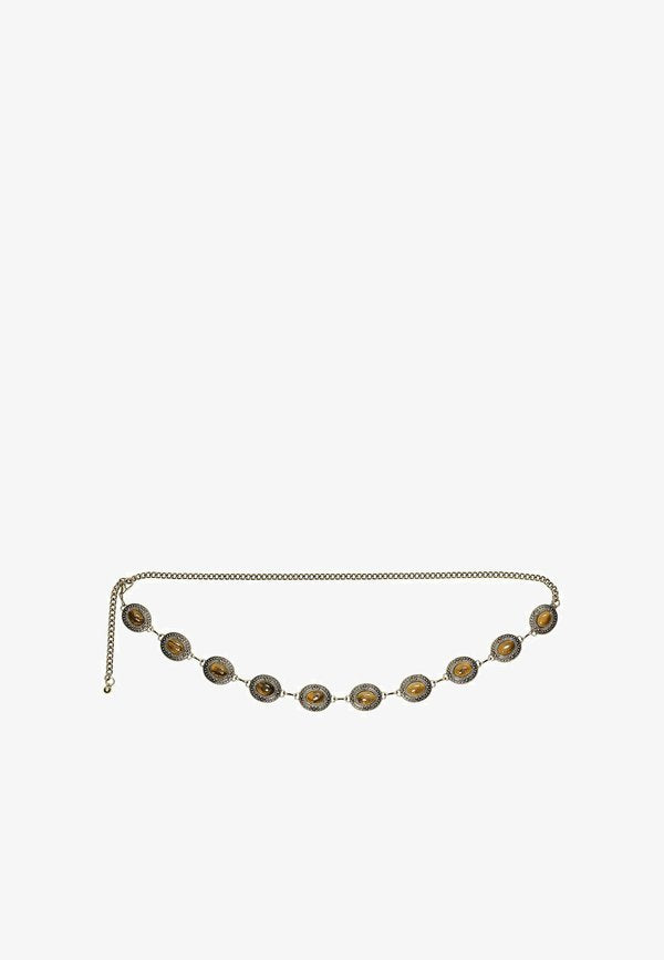 Bershka RHINESTONE - Waist belt - mottled green