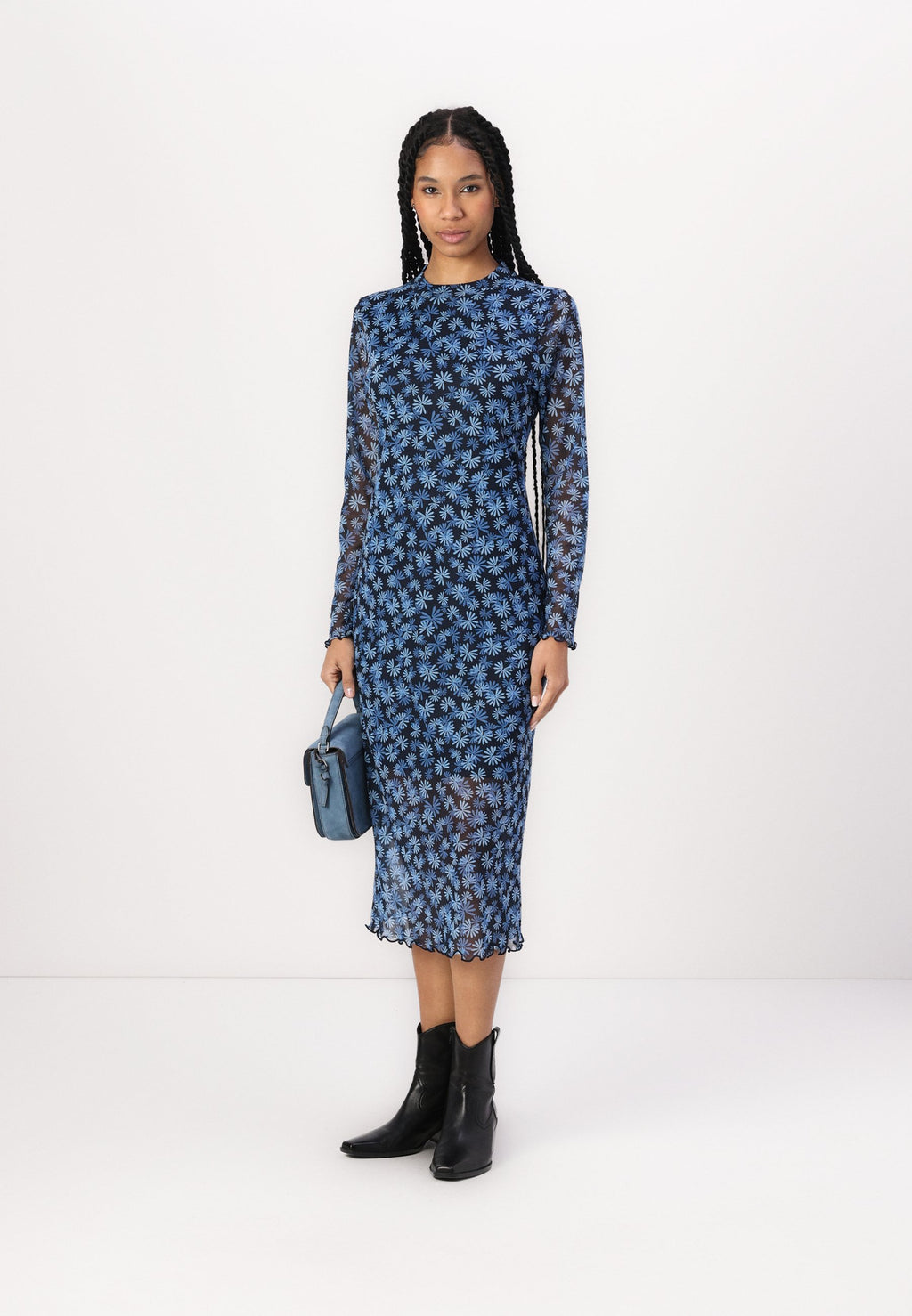TOM TAILOR DENIM MIDI DRESS MOCK NECK