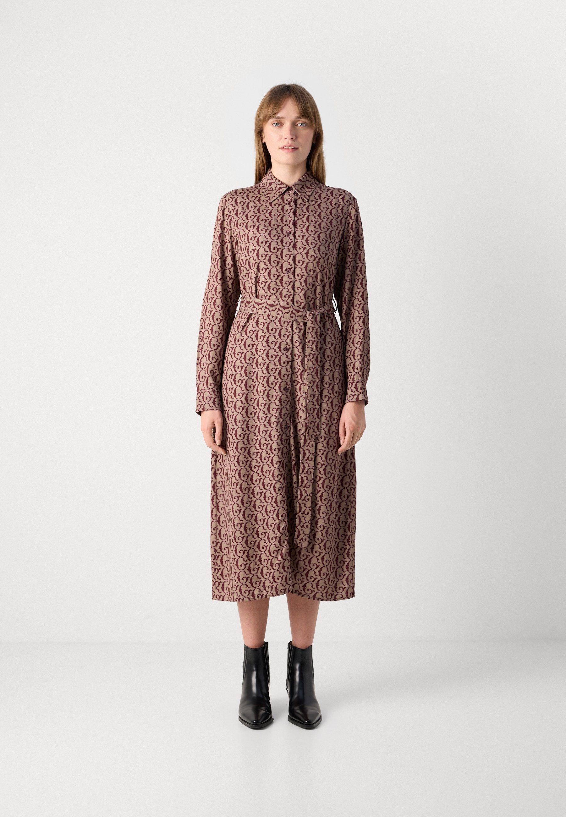 GANT BELTED PRINT SHIRT DRESS