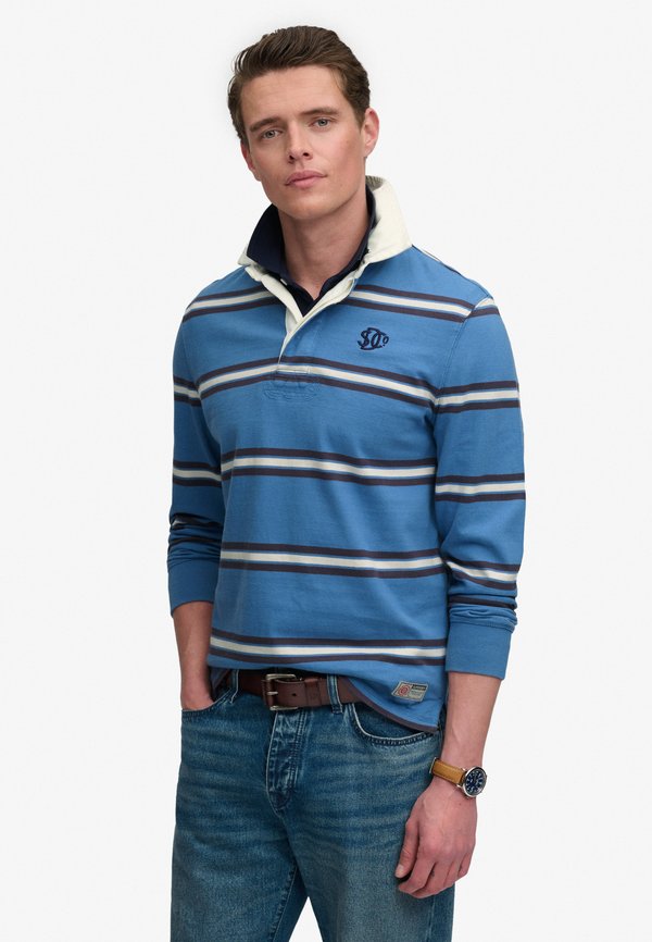 Superdry & Co SUPERDRY VINTAGE ATHLETIC STRIPE RUGBY TOP.. - Polo shirt - blue stripe