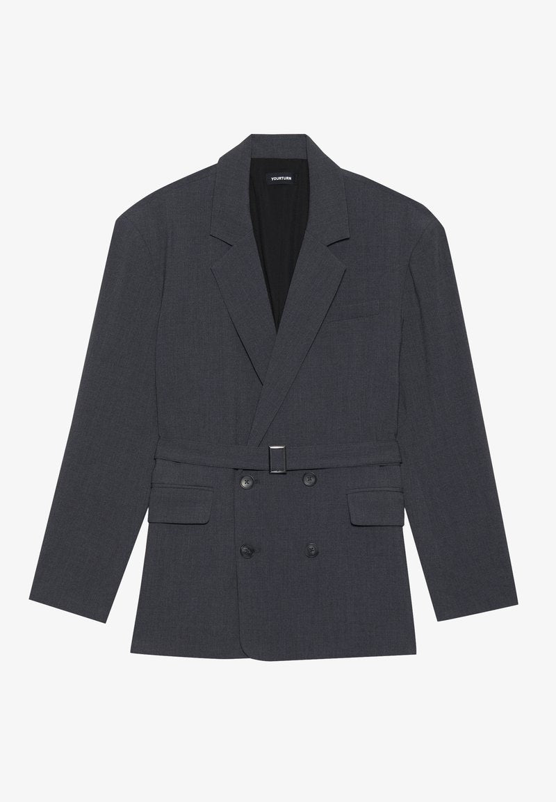 UNISEX BELTED BLAZER Media 1