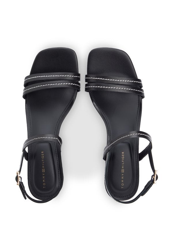 Tommy Hilfiger LEATHER CONTRAST TOPSTITCH BLOCK HEEL SANDALS