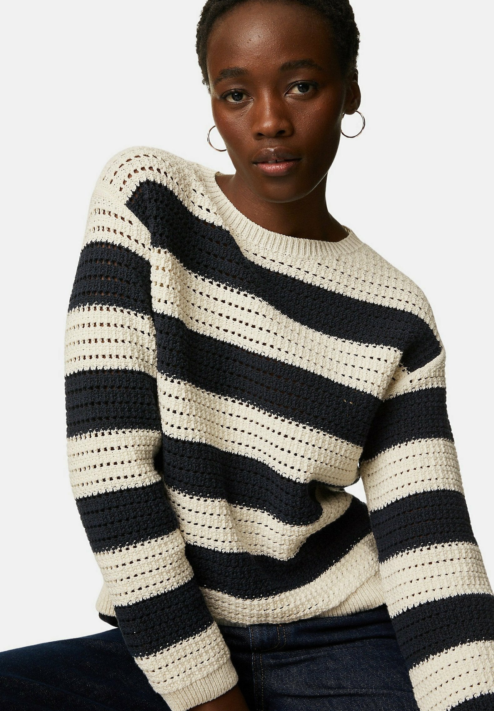 Marks & Spencer COTTON RICH STRIPED CREW NECK