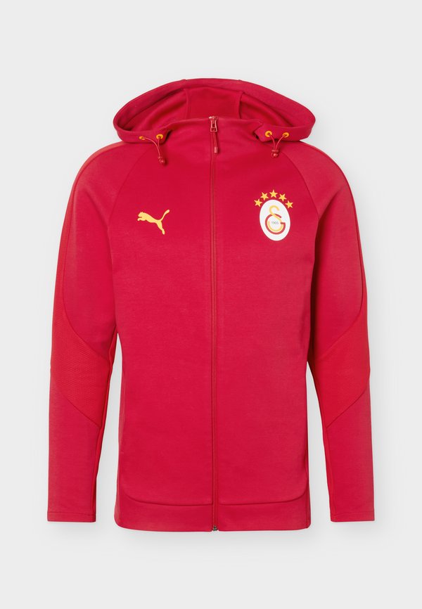Puma GALATASARAY SK EVOSTRIPE HOODED JACKET - Club wear - dark cherry/summer sunset
