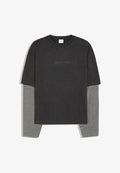 Bershka STUDDED DOUBLE SLEEVE - T-SHIRT - Long sleeved top - grey