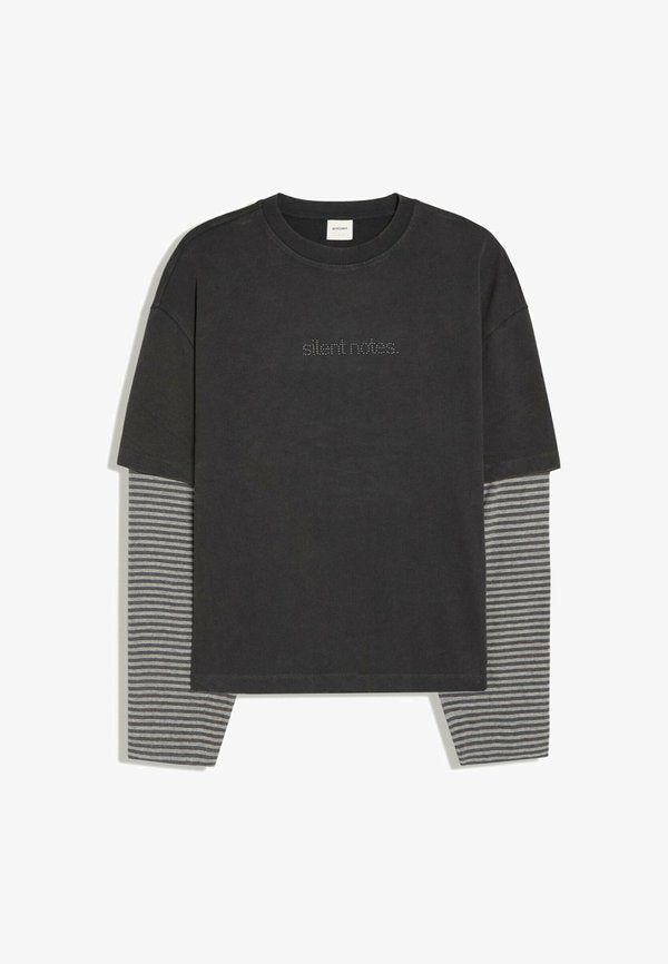 Bershka STUDDED DOUBLE SLEEVE - T-SHIRT - Long sleeved top - grey