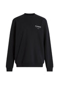 Schwarzer Rundhalsausschnitt-Pullover aus Baumwollmischung, mit einem weißen "ALLSAINTS"-Logo auf der linken Brust sowie gerippten Bündchen und Saum.