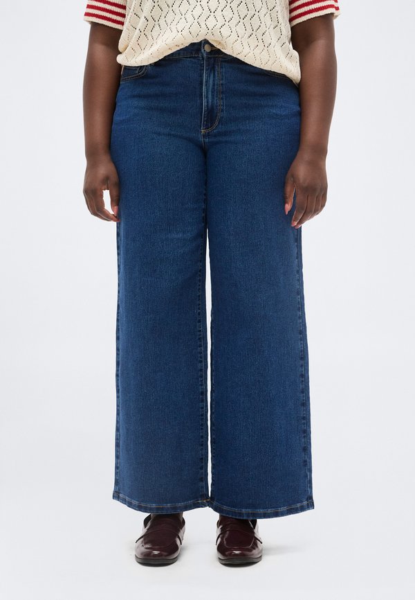Vero Moda Curve Wide-fit VMCLUSIA High waist Wide Leg Fit - Wide Leg - dark blue denim