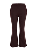 Braune, glockige Hose aus glattem Stoff mit hohem Bund und seitlichen Taschen, die einen sauberen, maßgeschneiderten Look bietet.