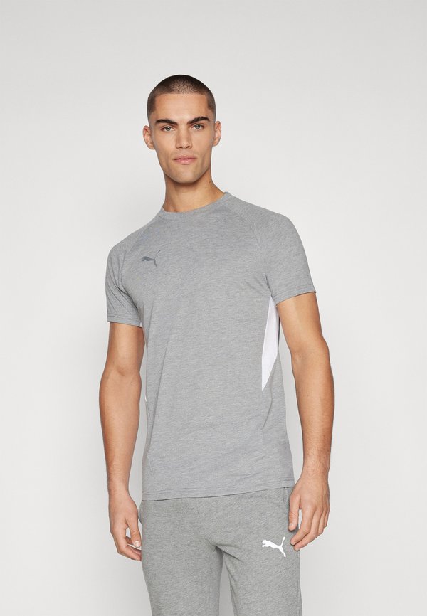 Puma TEE - Print T-shirt - medium gray heather/silver/white