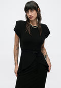 Norma Kamali SLEEVE SHOULDER PAD PEPLUM DRESS