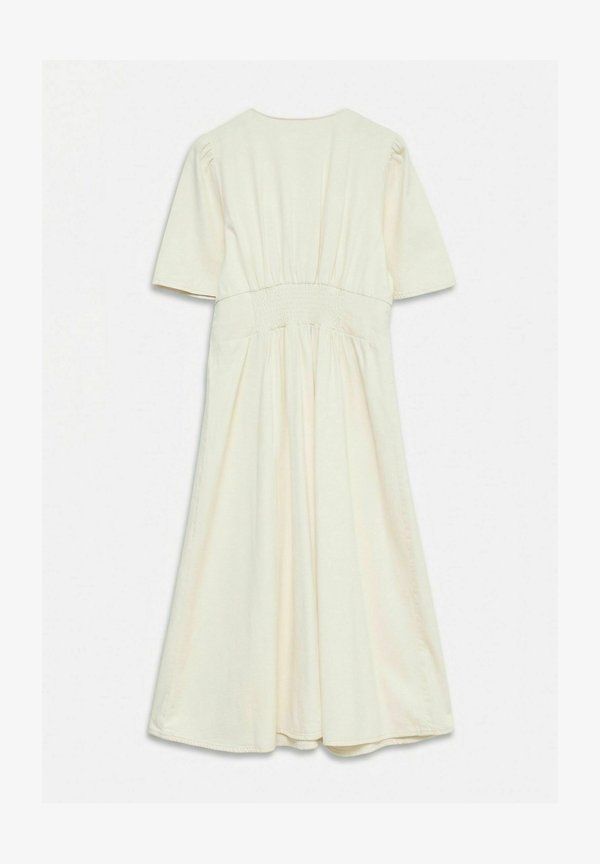 Vero Moda Denim VMMELANEY Midi - Denim dress - ecru