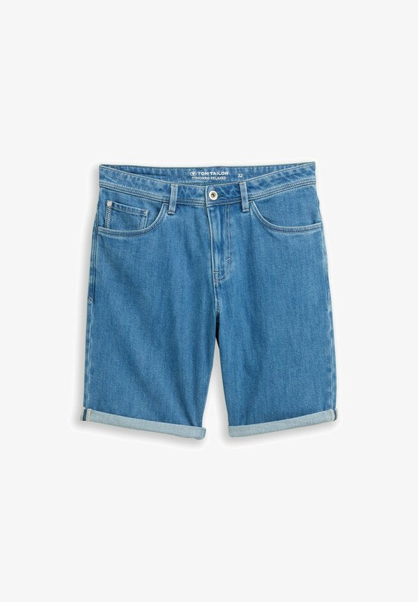 TOM TAILOR TTMORRIS RELAXED FIT - Denim shorts - clean mid stone blue denim