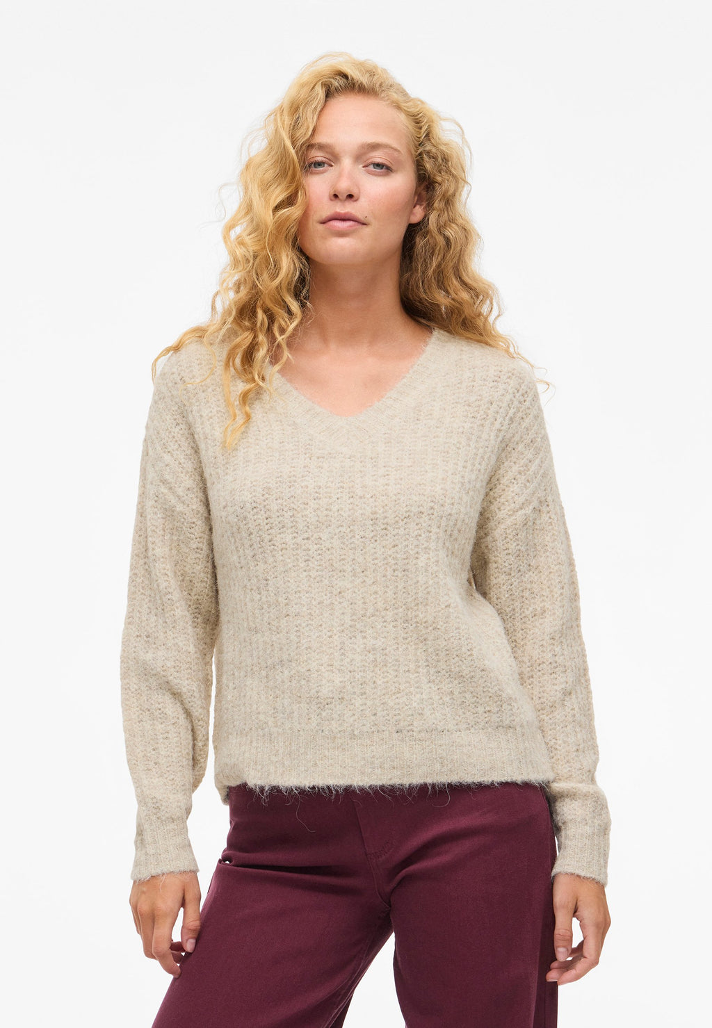 VILA VILAMPE V-NECK L/S KNIT TOP-NOOS