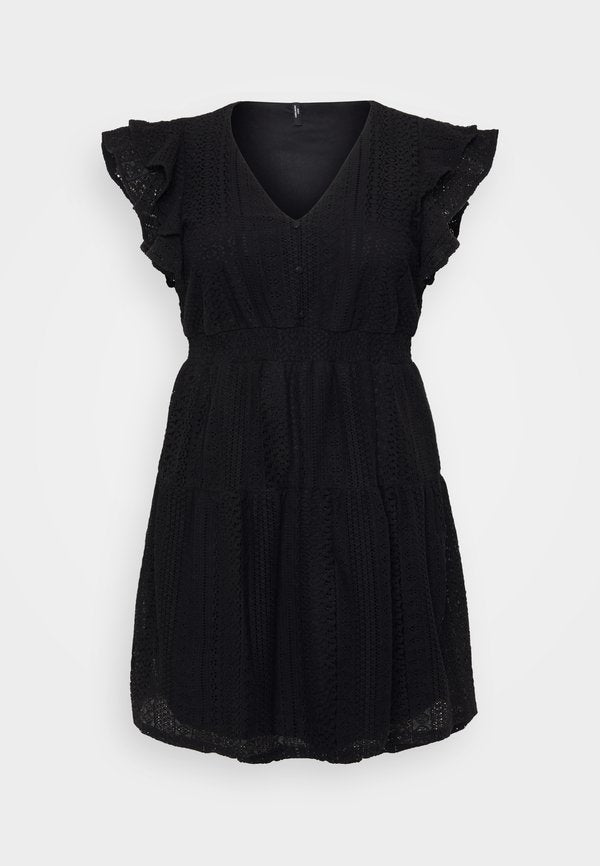 Vero Moda Curve VMHONEY V NECK DRESS  - Day dress - black