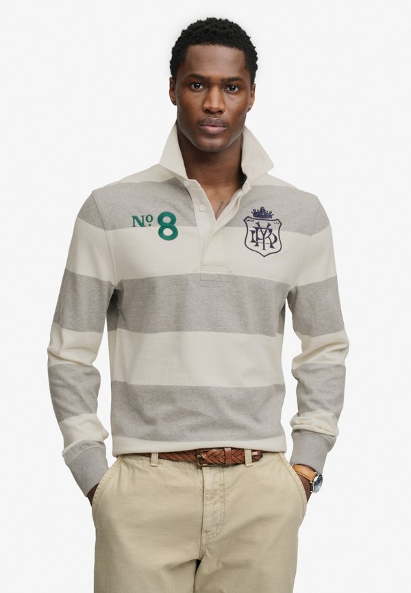 Superdry & Co SUPERDRY DOUBLE EMBLEM STRIPE RUGBY TOP.. - Polo shirt - hamptons grey marl stripe