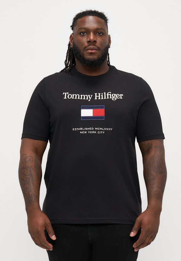 Tommy Hilfiger EMBRO FLAG TEE - Print T-shirt - black