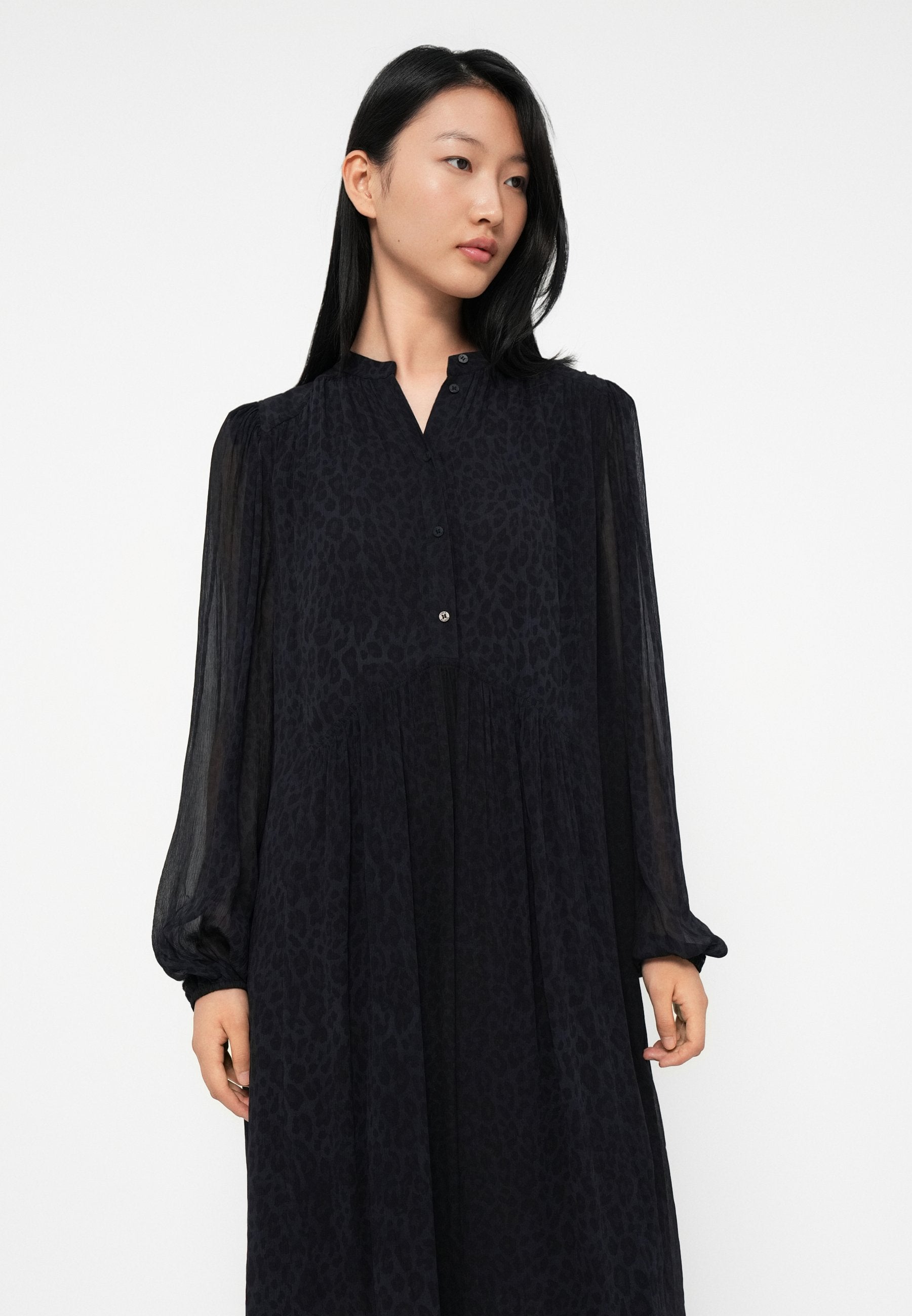 lala Berlin DRESS DEMI VISCOSE DARK NAVY LEO
