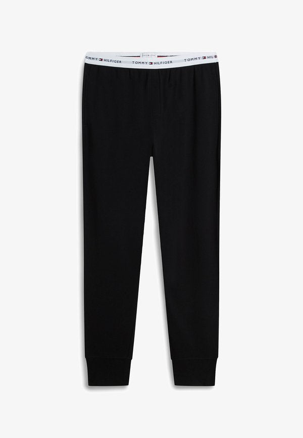 Tommy Hilfiger TOMMY HILFIGER SIGNATURE REPEAT LOGO CUFFED PYJAMA BOTTOMS - Pyjama bottoms - black
