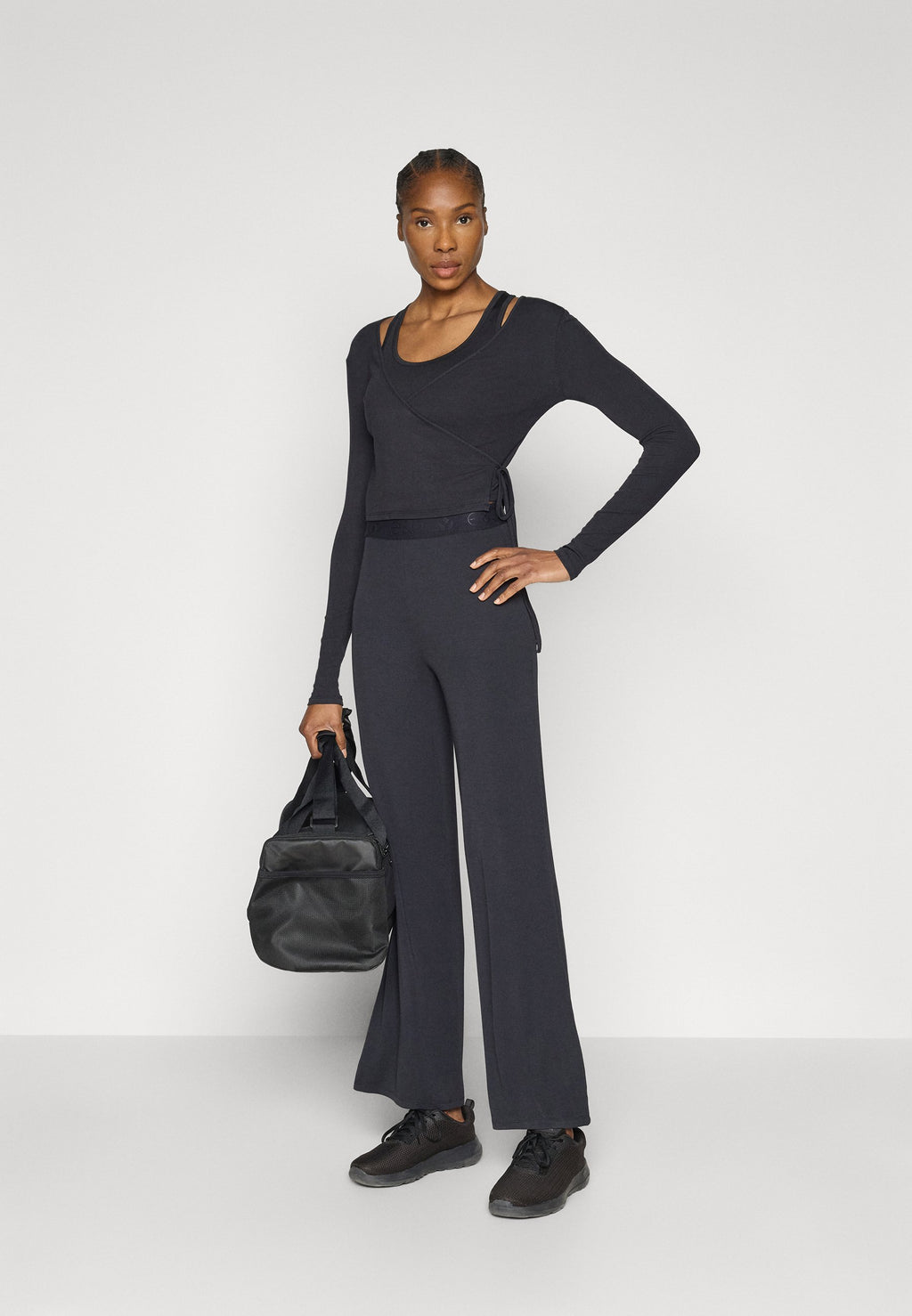 Even&Odd active LONG SLEEVE RIBBED WRAP TOP