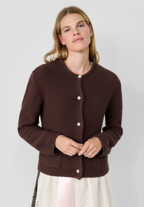 s.Oliver STRICKJACKE - Cardigan - dunkelbraun
