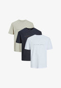 Jack & Jones 3ER PACK STAR JJ - Print T-shirt - weiß beige dunkelblau