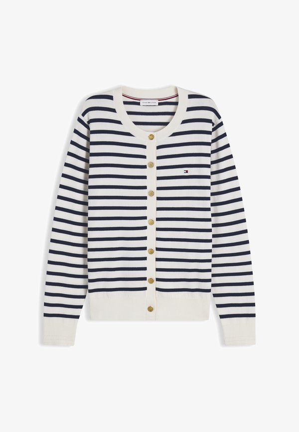 Tommy Hilfiger CO JERSEY FINE GG C-NK LS CARDI - CO JERSEY FINE GG - Cardigan - ivory petal/dark night navy