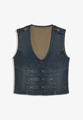 Bershka WAISTCOAT - Blouse - blue denim