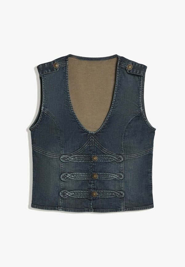 Bershka WAISTCOAT - Blouse - blue denim