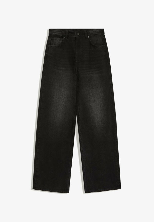Bershka STRAIGHT WIDE HIGH WAIST- JEANS - Wide Leg - black