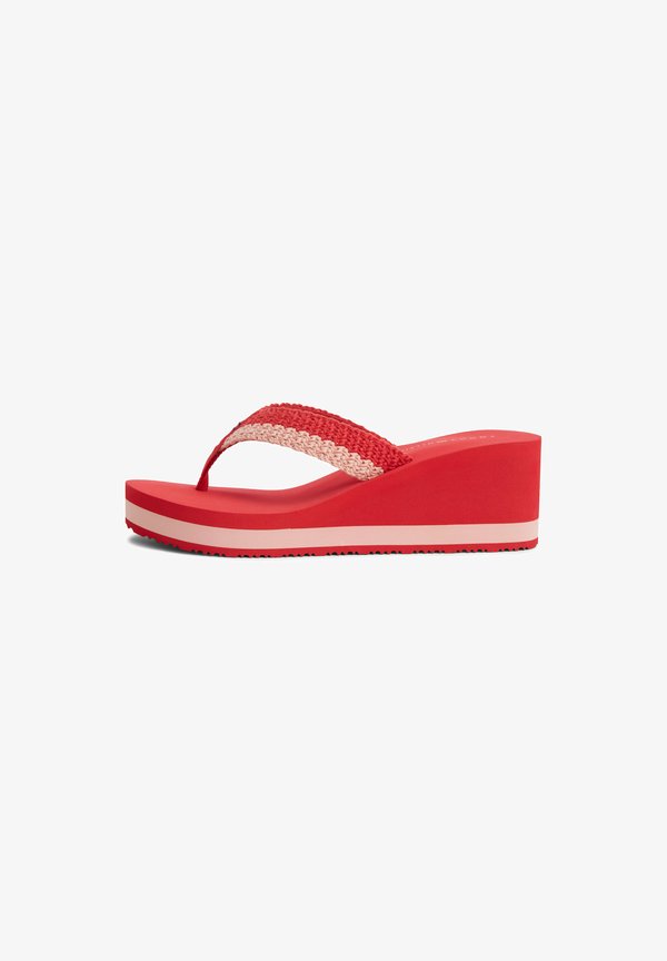 Tommy Hilfiger TH WEDGE CROCHET SUMMER SANDAL - T-bar sandals - ornamental red