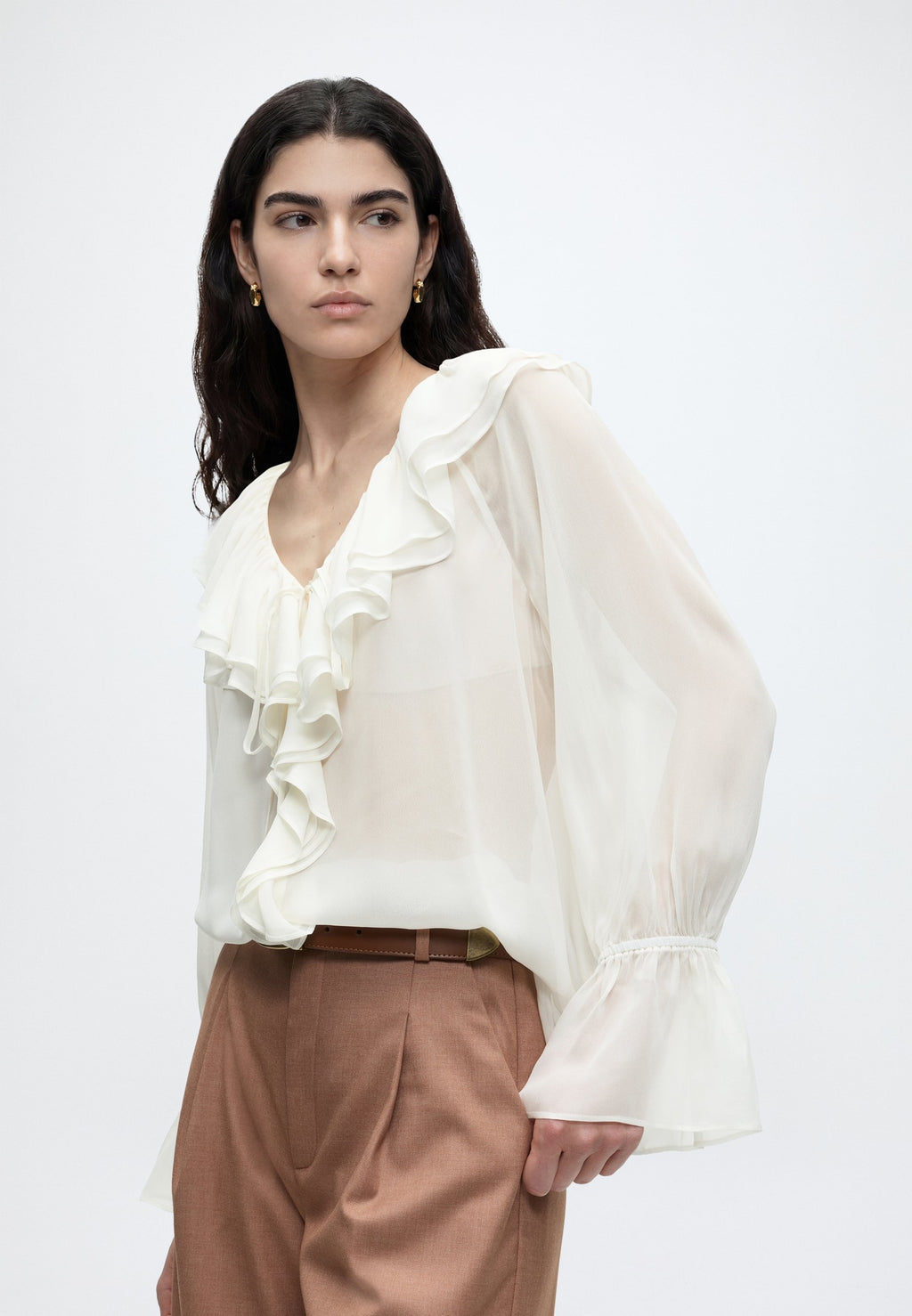 MARCIANO BY GUESS ADELA LS RUFFLES BLOUSE
