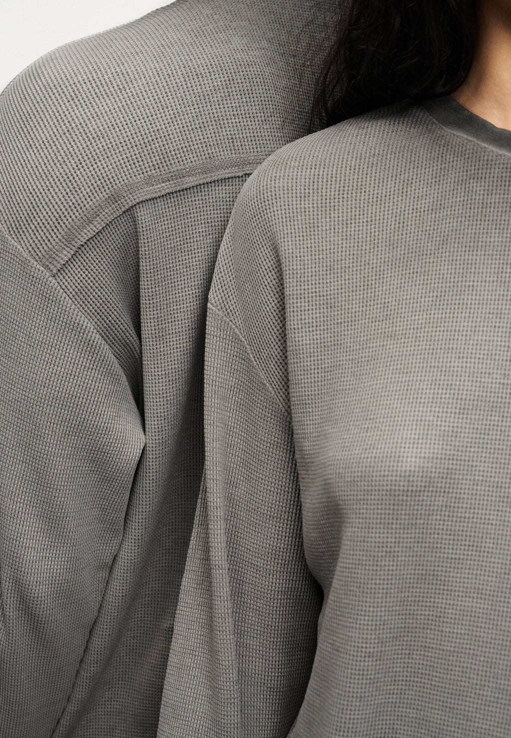 YOURTURN WAFFLE BOXY WASHED LONG SLEEVED