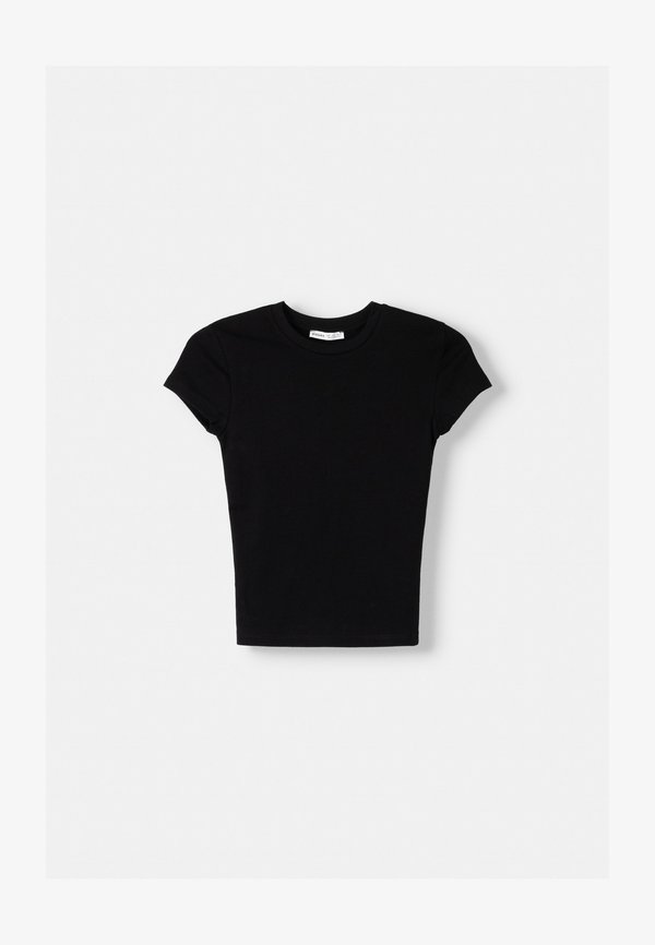 Bershka SHORT SLEEVES WITH A ROUND NECK - T-SHIRT 02666152 - Basic T-shirt - black