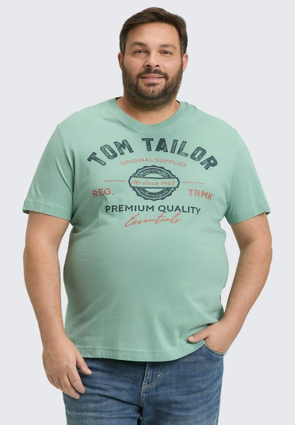 TOM TAILOR PLUS - MIT LOGO - Print T-shirt - dust green