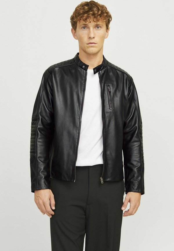 Jack & Jones Leather Leather - Leather jacket - black
