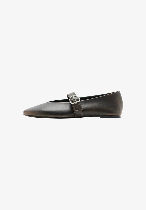 Mango ADULT - Ankle strap ballerina shoes - dark brown