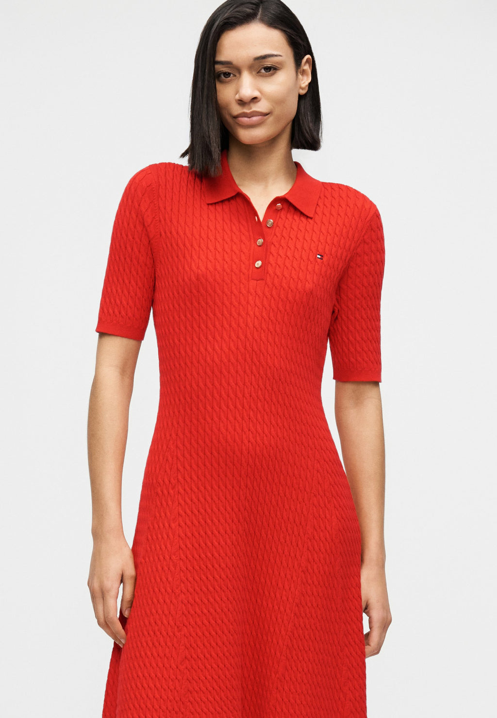 CABLE KNIT SLIM MINI POLO DRESS Media 5