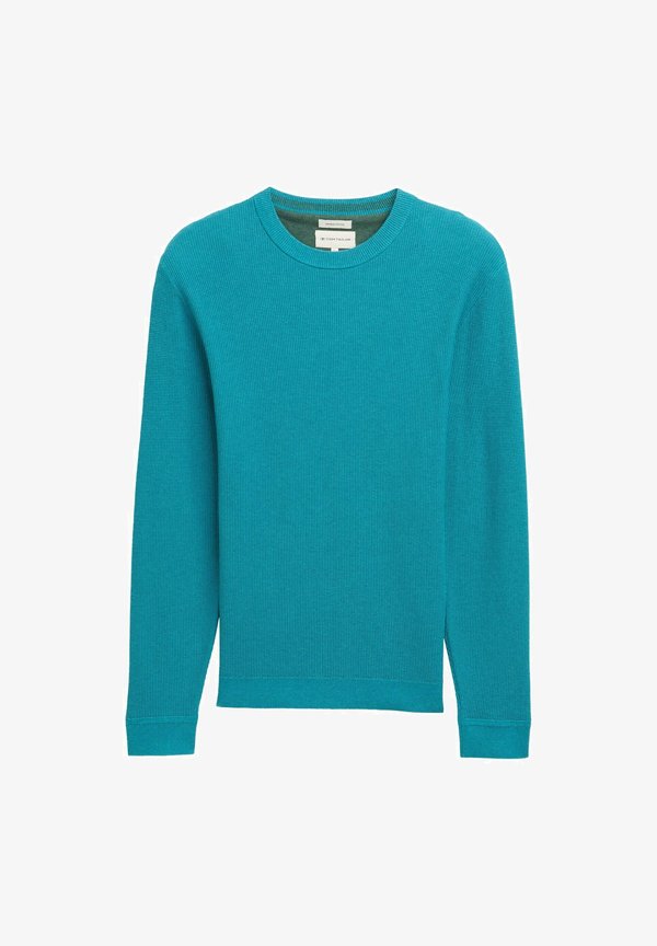 TOM TAILOR STRUKTURIERTER RUNDHALS - Jumper - turquoise blue melange