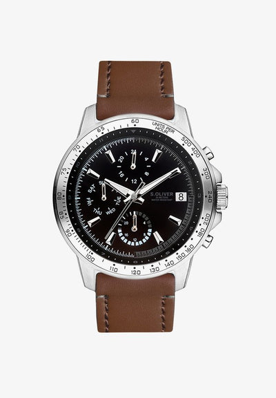s.Oliver CORE ROUND - Chronograph watch - braun