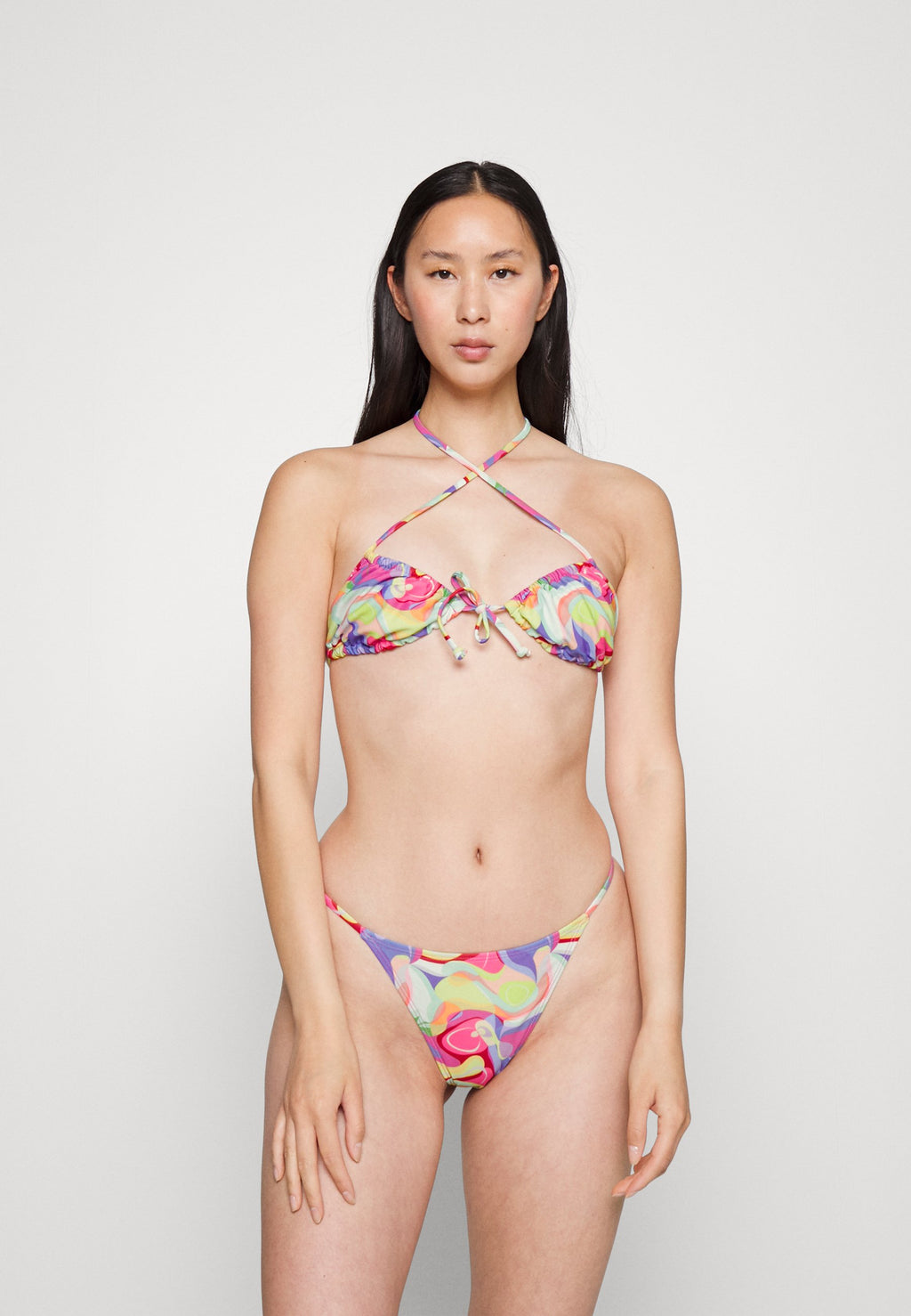 Missguided GIRAFFE PRINT TRIANGLE AND ITSY BITSY BOTTOM SET