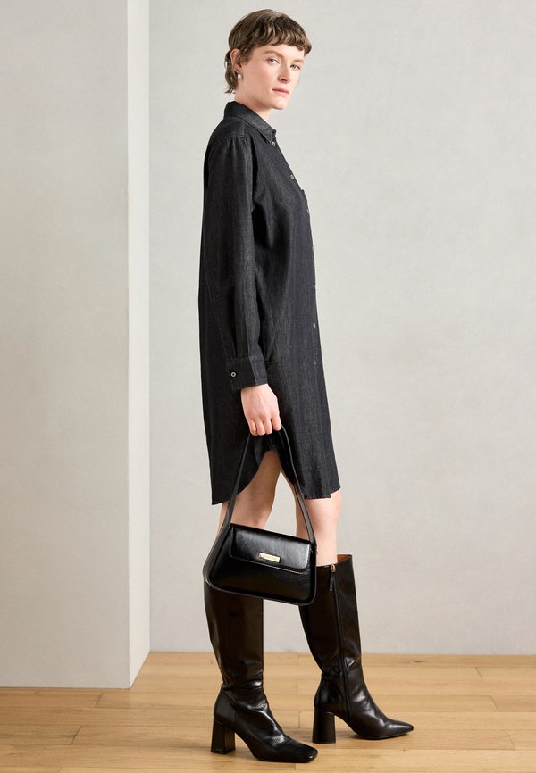 Marc O'Polo SHIRT DRESS ROUND HEM CHEST POCKET COLLAR LONG SLEEVE SOLID