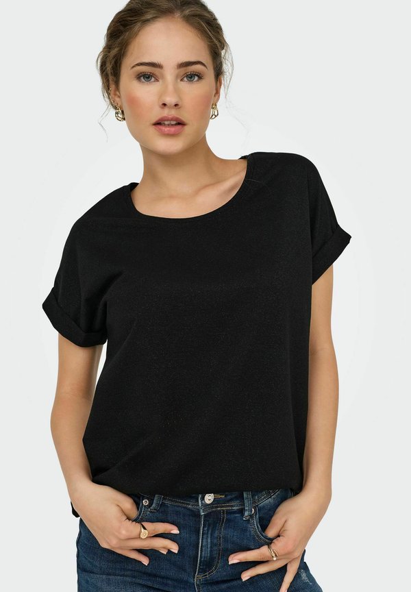 ONLY ONLMOSTER GLITTER S/S TOP NOOS JRS - Basic T-shirt - black