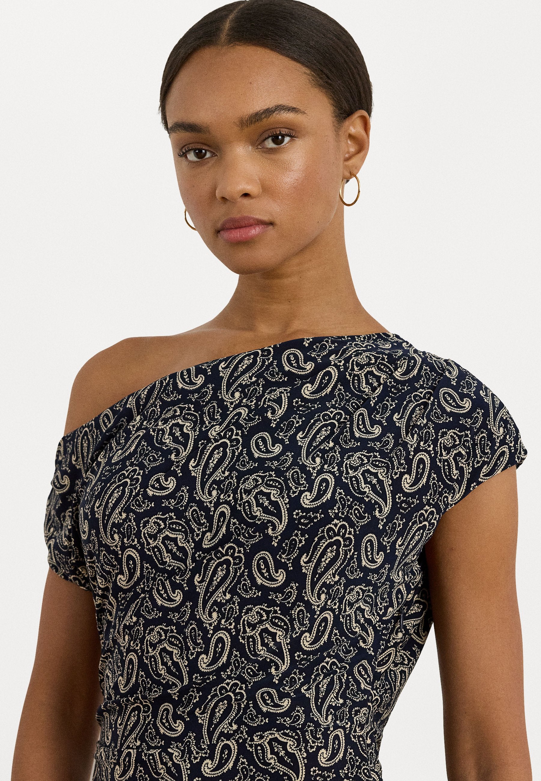 Lauren Ralph Lauren PAISLEY JERSEY OFF THE SHOULDER DRESS
