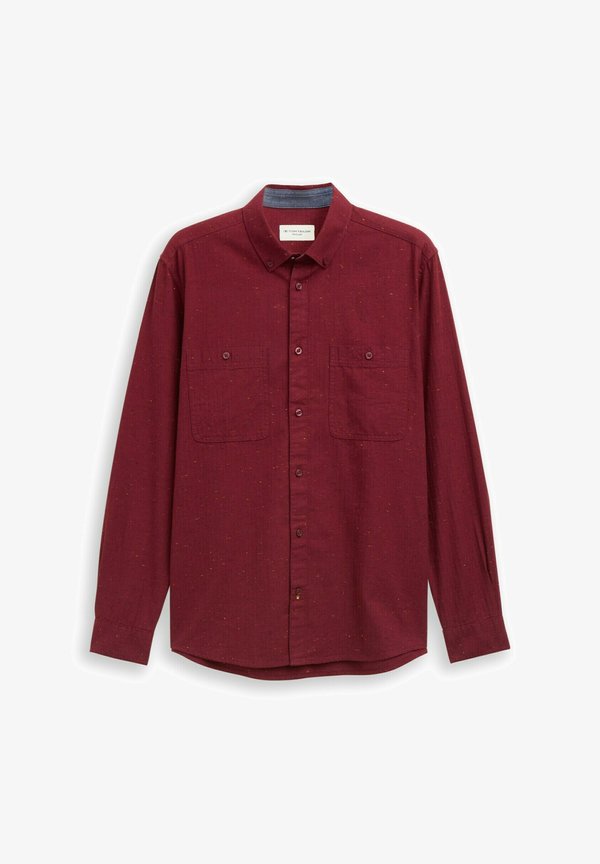 TOM TAILOR REGULAR FIT IN MELANGE-OPTIK - Shirt - red nep structure