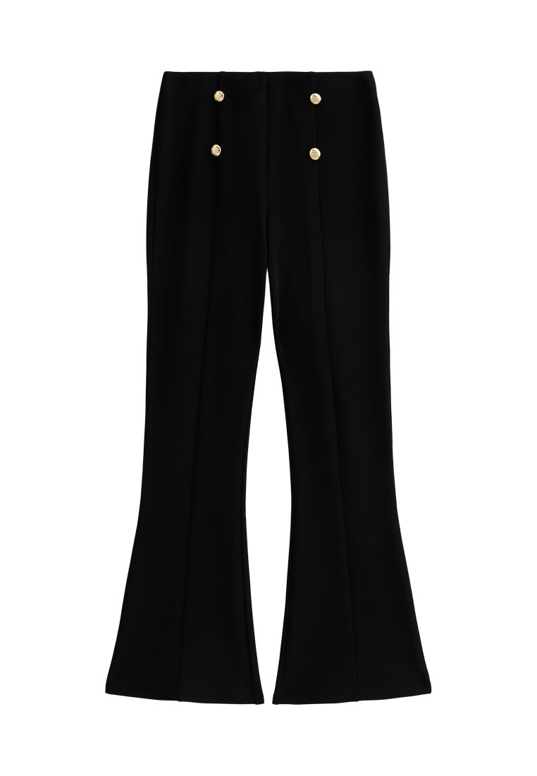 New Look GOLD BUTTON RIBBED FLARED LEG
