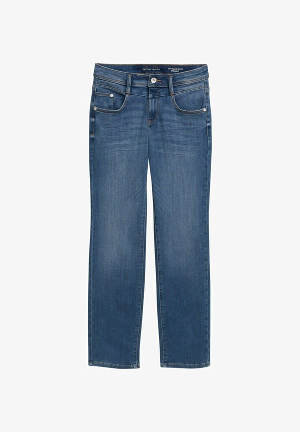 TOM TAILOR TTALEXA STRAIGHT FIT - Straight leg jeans - mid stone wash denim