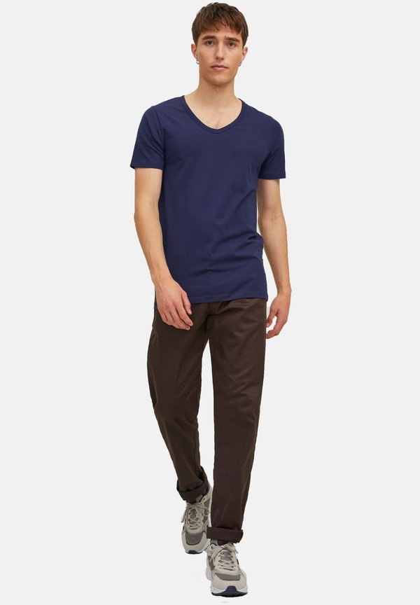 Jack & Jones 5 PACK - Basic T-shirt - dunkelblau/hellgrau