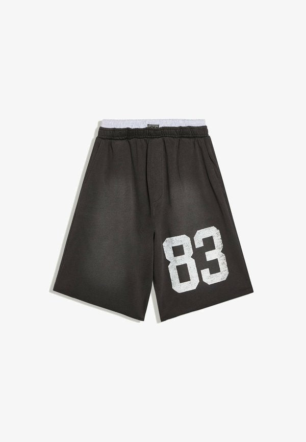 Bershka WITH DOUBLE WAISTBAND AND PRINT - BERMUDA SHORTS - Shorts - dark grey