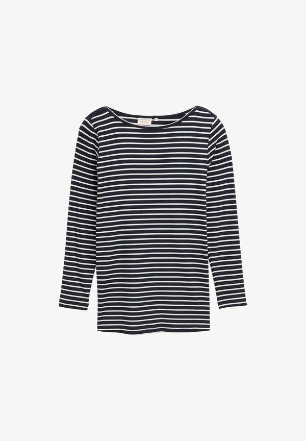 TOM TAILOR WITH STREIFENMUSTER - Long sleeved top - navy offwhite tee stripe